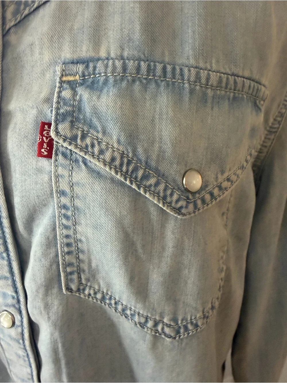 Levi's Light Wash Denim Western Button-Down Shirt